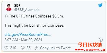 Coinbase因洗交易量被CFTC罚650万美元